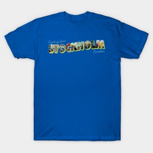 Greetings from Stockholm in Sweden Vintage style retro souvenir T-Shirt